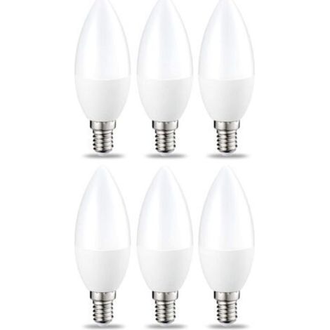 Lot de 6 petites ampoules LED en forme de flamme Culot Edison à vis E14 5 W (équivalent 40 W) Blanc chaud Intensité non variable (1/4)