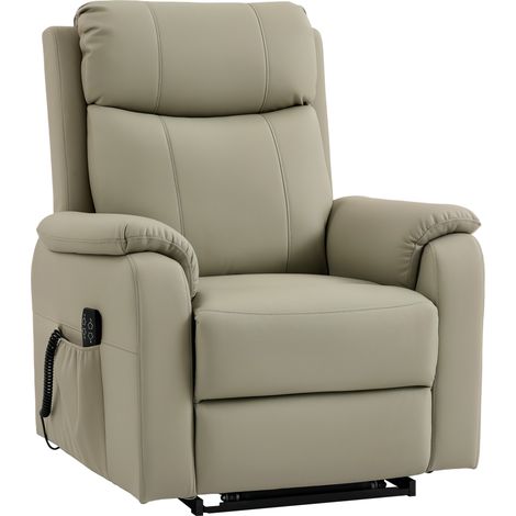 HOMCOM Poltrona Elettrica Alzapersona Reclinabile 170° Traspirante, Crema