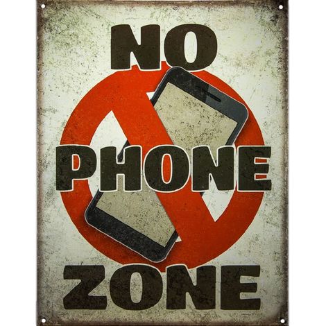Plaque métallique Rectangulaire NO PHONE ZONE 40.5 x 31.5 cm