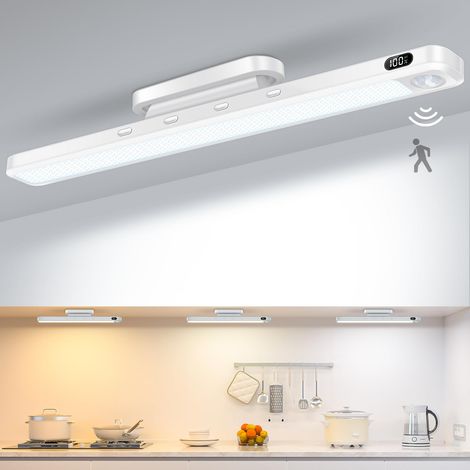 Lampes d'intérieur à détecteur de mouvement 5 W, éclairage de cuisine avec affichage du niveau de batterie, lumière miroir, lumière rechargeable pour armoire, placard, bureau et miroir (1/5)