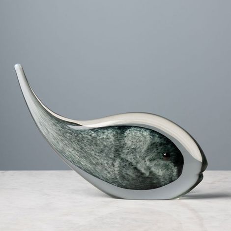 Statuette baleine grise verre 18x25x6cm (1/3)
