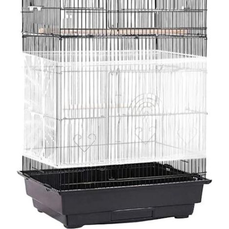 Cage couvrante réglable en nylon blanc, QttvbTna, housse de protection pour volière, taille ajustable, couvre-cage imperméable et durable, accessoire pratique pour oiseaux. (1/4)
