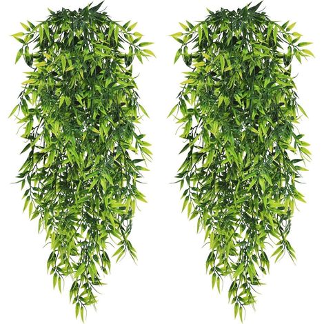 Künstliche Hängepflanze 4er Set Bambus Blätter 80cm Balkon Deko (1/5)