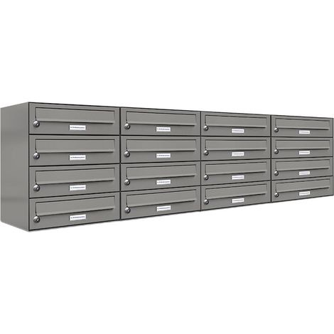 16er Premium Briefkasten Aluminiumgrau RAL Farbe 9007 für Außen Wand Postkasten 4x4L (1/5)