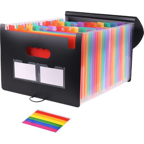 Chemise à dossiers extensible de 25 pochettes, organiseur de fichiers en accordéon arc-en-ciel avec 18 fermetures sécurisées (1/5)