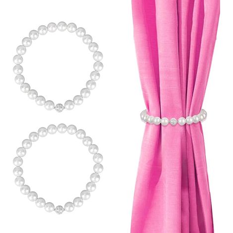 Lot de 2 Attaches Rideaux Magnétiques en Perles Blanches, Supports Décoratifs pour Rideaux Chambre à Coucher pour la Maison Le Bureau l'Hôtel la Décoration de Fenêtre (1/5)
