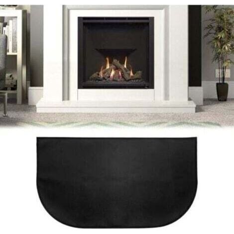 Tapis de Cheminée, Tapis De Protection Anti Feu, Tapis Ignifuge Devant De Cheminee, Tapis Anti Feu Devant Cheminee, Demi-Rond pour Cheminée, Poêle, Barbecue, Noir (102x50) (1/5)