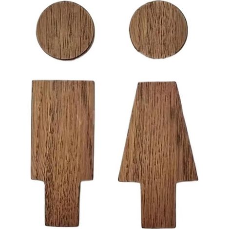 Cartello da appendere alla porta del bagno - Segnale WC - Indicatore di porta - Legno autoadesivo - 16,8 x 4,8 cm - Marrone vintage (1/2)