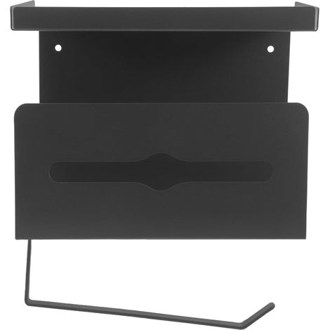 Porte-papier toilette double couche GALPADA gris foncé avec étagère (1/5)