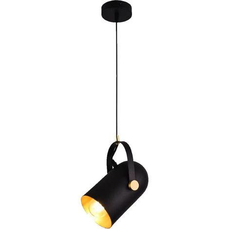 TrAdE Shop Traesio - Lampadario A Sospensione Da Soffitto Design Con Paralume Orientabile Attacco E27 Ip20 A21 - Nero (1/5)