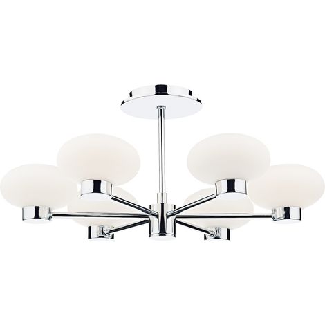 DAR SYSTEM - Plafonnier semi-affleurant chrome poli, 6x G9