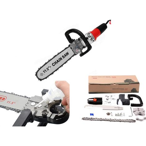 Kit adattatore/convertitore smerigliatrice/flex in elettrosega/motosega con barra e catena 11,5