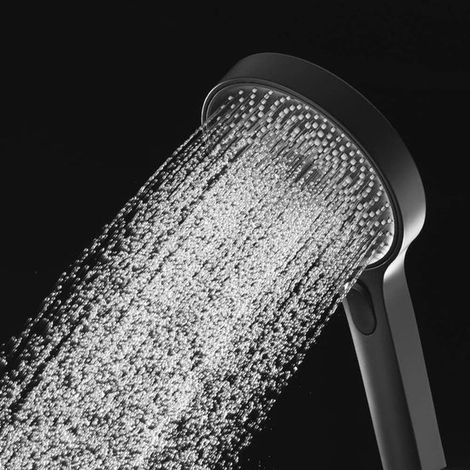Duschkopf Regendusche Handbrause mit 3 Strahlarten, wassersparender Großflächen Duschkopf, mattschwarz fürs Badezimmer (1/3)