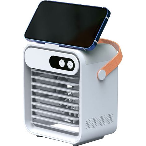 mini climatiseur réfrigérant USB, rafraîchisseur d'air, humidificateur, ventilateur électrique refroidi à l'eau, emballage en papier blanc (1/5)