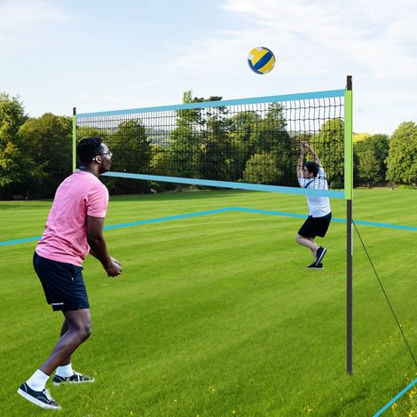 Filet de Volleyball Système de Filet de Volleyball avec Poteaux Réglables en Hauteur Tableaux de Score Pompe Ligne de Limite Vert (1/5)