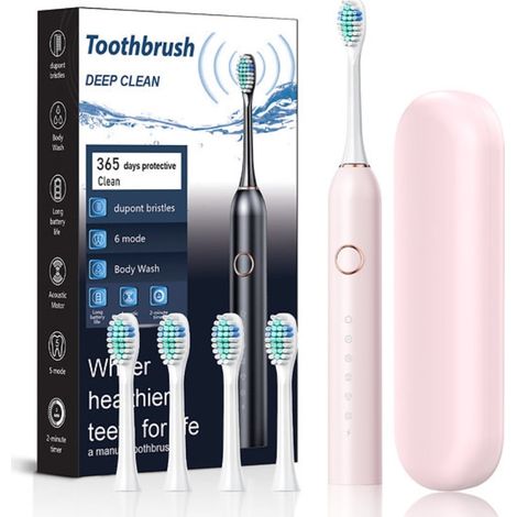 Brosse à dents électrique 506B – Pack de 4 et 8 pour un nettoyage en douceur Rose-AquaForge