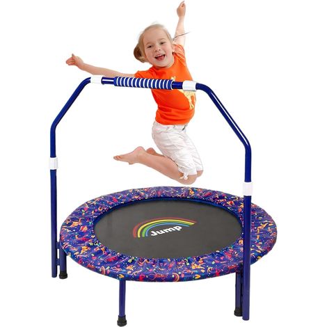 Children's TrampolineFoldable Trampoline for Children Exercise Trampoline with Foam Handle and Padded Cover Suitable for Indoor and Outdoor Use (1/5)