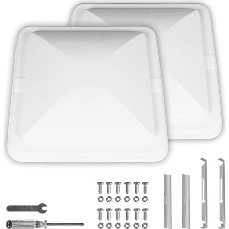 Set di 2 coperture per bocchette di ventilazione del tetto per camper, copertura di ventilazione di ricambio da 14 pollici per roulotte e camper, 14" x 14" x 3,25", bianco