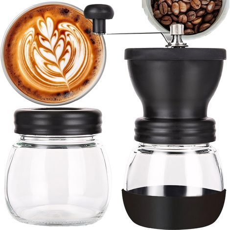 Molinillo de café y pimienta de acero inoxidable, molinillo de café silencioso, negro. (1/5)