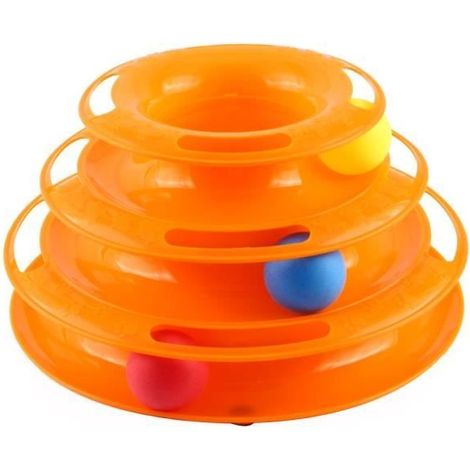 Jouet pour Chat Interactif 3 Niveaux Jeux Labyrinthe Balle en Plastique Crazy Tour de 3 Pistes pour Animaux de Compagnie (1/4)