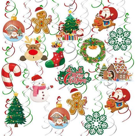 61pz Decorazione a Spirale di Natale, Decorazione Appesa a Tema Natale Adatta per la Festa di Natale