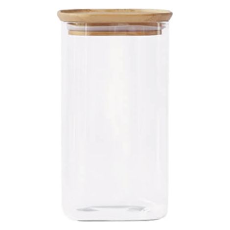 Pebbly Square 1400ml Canister With Bamboo Lid