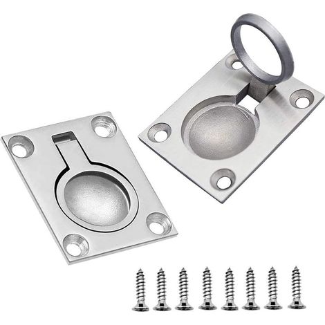 2 Pièces Poignée de Trappe de Bateau, Trappes Affleurantes pour Bateaux, Poignée Marine en Acier Inoxydable, avec 8 Vis, pour Marin, Yacht, Casier (1/5)