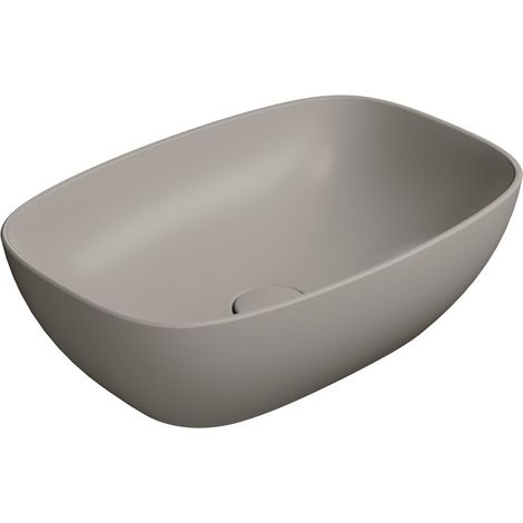 NUBES Lavabo en céramique sur plan 50x35cm, tortora mat (1/2)
