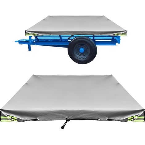TrailTrailer Tarpaulin Flat Tarpaulin 208 x 114x 13cm Including Tarpaulin Rope - Durable Edge-Reinforced Trailer Cover - Silver (1/5)