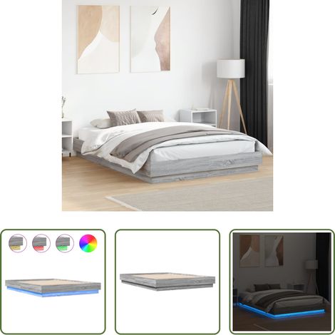 LED-Leuchten - Bettgestell mit LED Grau Sonoma-Eiche 120x200 cm (1/5)