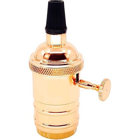 Douille E27 vintage avec interrupteur latéral en bronze rosé – Compatible avec câbles textiles – Pour ampoules vintage (1/5)