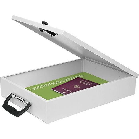 WEDO Dokumenten-Kassette, DIN A4, mit Zahlenschloss aus Stahlblech, mit lichtgrauer Pulverbeschichtung - 1 Stück (102 2537)