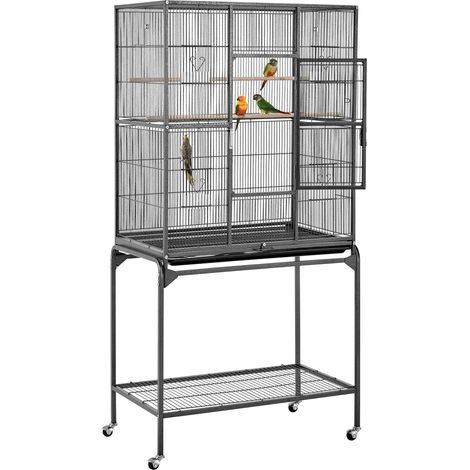 Homevive Jaula para Pájaros Jaula Grande con Ruedas Jaula para Aves Canarios 81 x 47 x 160 cm
