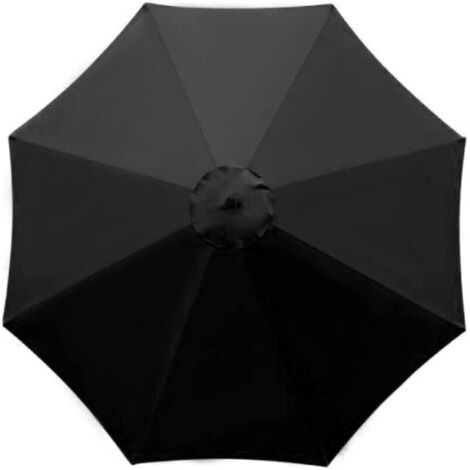 Housse de Rechange pour Parasol, 8 Baleines, 3 m, imperméable, Anti-UV, Tissu de Rechange, Noir (1/4)