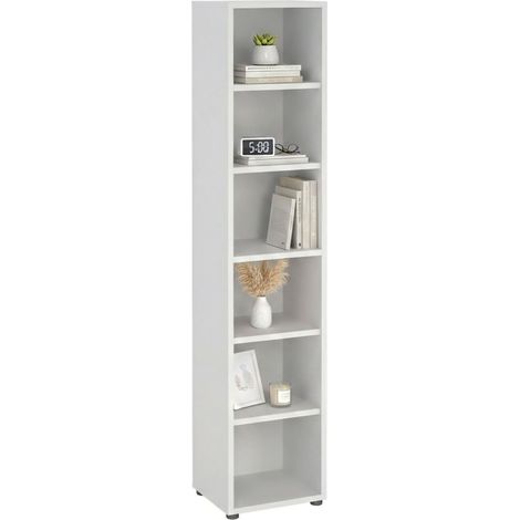 Dmora - Bücherregal Sylvaine, Büroregal, Mobiler Buchhalter, Bücherbrett, 47x40 h222 cm, Weiß