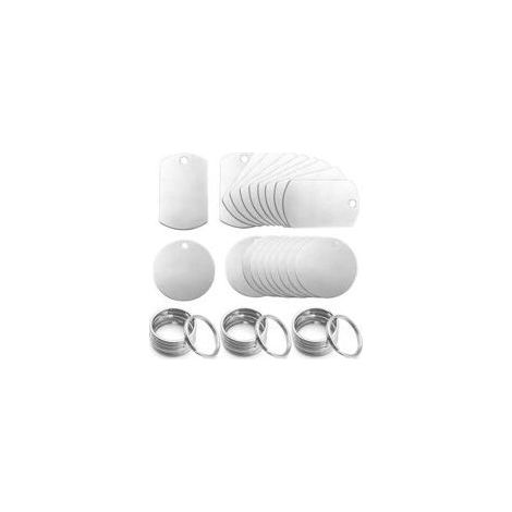 Lot de 20 pendentifs vierges en acier inoxydable pour chien - Étiquettes vierges - Étiquettes vierges - Porte-clés - Étiquettes rondes - Kit de bricolage (1/5)