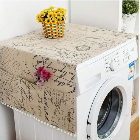 Housse de protection pour lave-linge Housse anti-poussière universelle pour machine à laver - Housse en coton et lin (1 pièce, 55 x 130 cm) (1/5)
