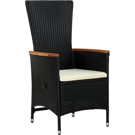 Lot de 2 Chaises de jardin et de camping, Chaise de relaxation, avec coussins Résine tressée Noir OIB8303E (1/5)