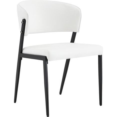 Lote de 2 sillas de comedor 51x49x78 cm en PU blanco, asiento cómodo para oficina – MEUBLIV (1/5)