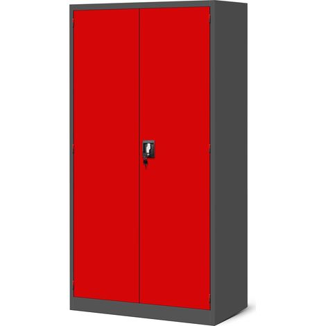 Armoire d'atelier en métal pour les outils SZYMON, 920 x 1850 x 500 mm, rouge anthracite (1/4)