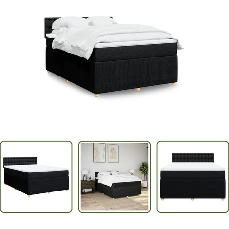 Matelas à ressorts ensachés - Sommier à lattes de lit avec matelas Noir 140x190 cm Tissu (1/5)