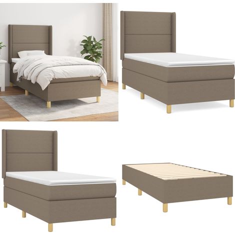 Boxspringbett mit Matratze Taupe 90x200 cm Stoff - Boxspringbett - Doppelbett - Bettenrahmen - Lattenrost - Matratze - Home & Living