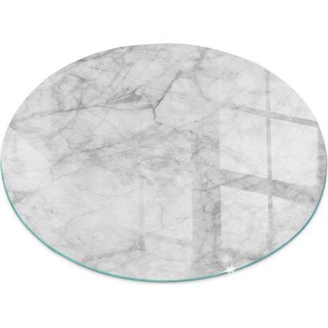 Plaque de protection de sol en verre pour cheminée ou poêle moderne anti-chaleur et étincelles Motif structure marbrée Ronde fi 50 cm (1/5)