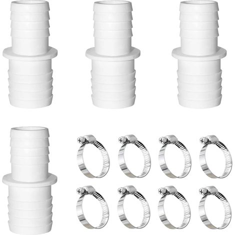 Raccord de tuyau de piscine 38 mm, adaptateur de tuyau d'arrosage en 4 pièces, adaptateur de tuyau de piscine 38 à 38, accessoires de piscine avec 8 colliers de serrage en acier (1/5)