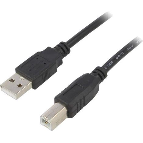 Cable- USB 2.0- USB A prise.USB B prise- nickele- 5m- noir