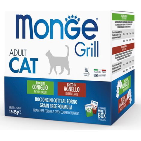 Monge Cat Grill Adulte MIX Lapin/Agneau 12x85g