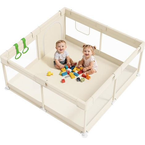 Beige Parc Bebe 120 × 120cm - Petit Parc Enfan Parc de Jeux Bébé (1/5)
