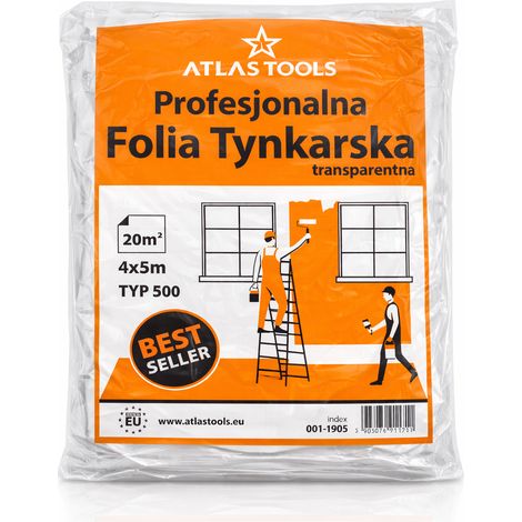 Pellicola trasparente per intonaco Atlas Tools super resistente 4x5 m (1/5)