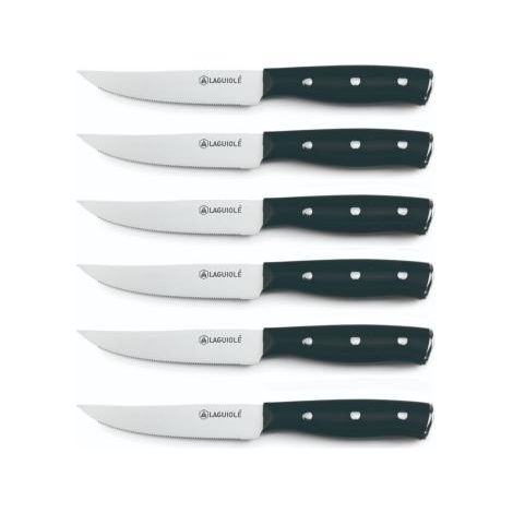 LAGUIOLE CUISSON - Set de 6 couteaux à steak en acier noir - "Gleam"