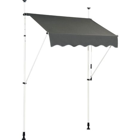 Tenda da sole retrattile manuale set da 1 150 x 125 cm regolabile 200-300 cm moderna protezione solare in alluminio grigio 200010451